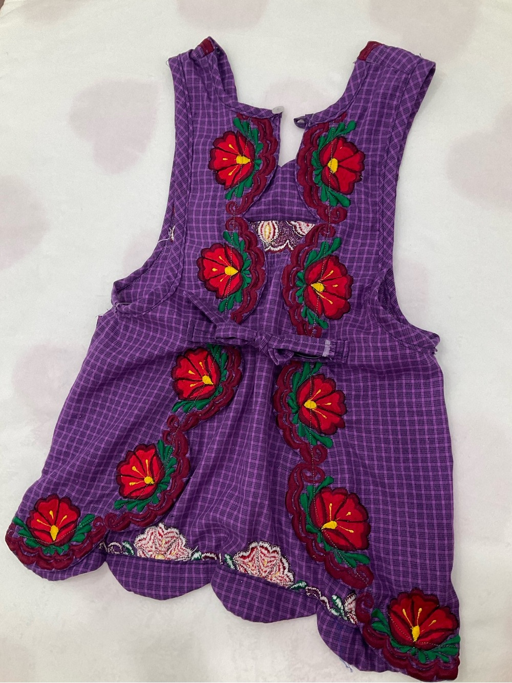 Purple Embroidered Floral Pinafore Dress - Picture 4 of 4